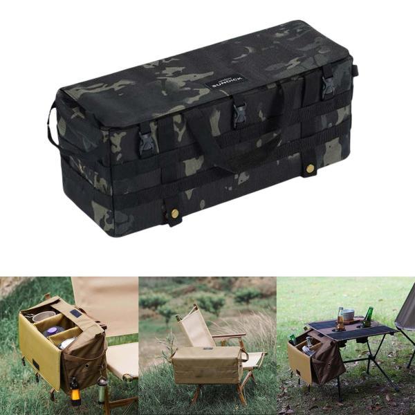 アームレスト サイド オーガナイザー アウトドア マルチ ポケット キャンプ テーブル ストレージ バッグ ブラック マルチカラー