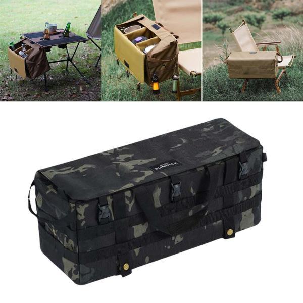 アームレスト サイド オーガナイザー アウトドア マルチ ポケット キャンプ テーブル ストレージ バッグ ブラック マルチカラー