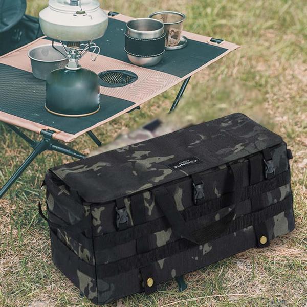 アームレスト サイド オーガナイザー アウトドア マルチ ポケット キャンプ テーブル ストレージ バッグ ブラック マルチカラー