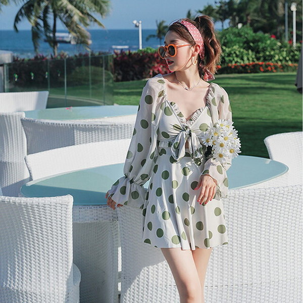 新品入荷 水着 レディース 体型カバー 体型カバー水着 ぽっちゃり ぽっちゃり オトナ女子 大きいサイズ フリル 可愛い お洒落 お腹カバー 着痩せ 袖付き ママ水着 お尻 ミセス フレア 20代 3