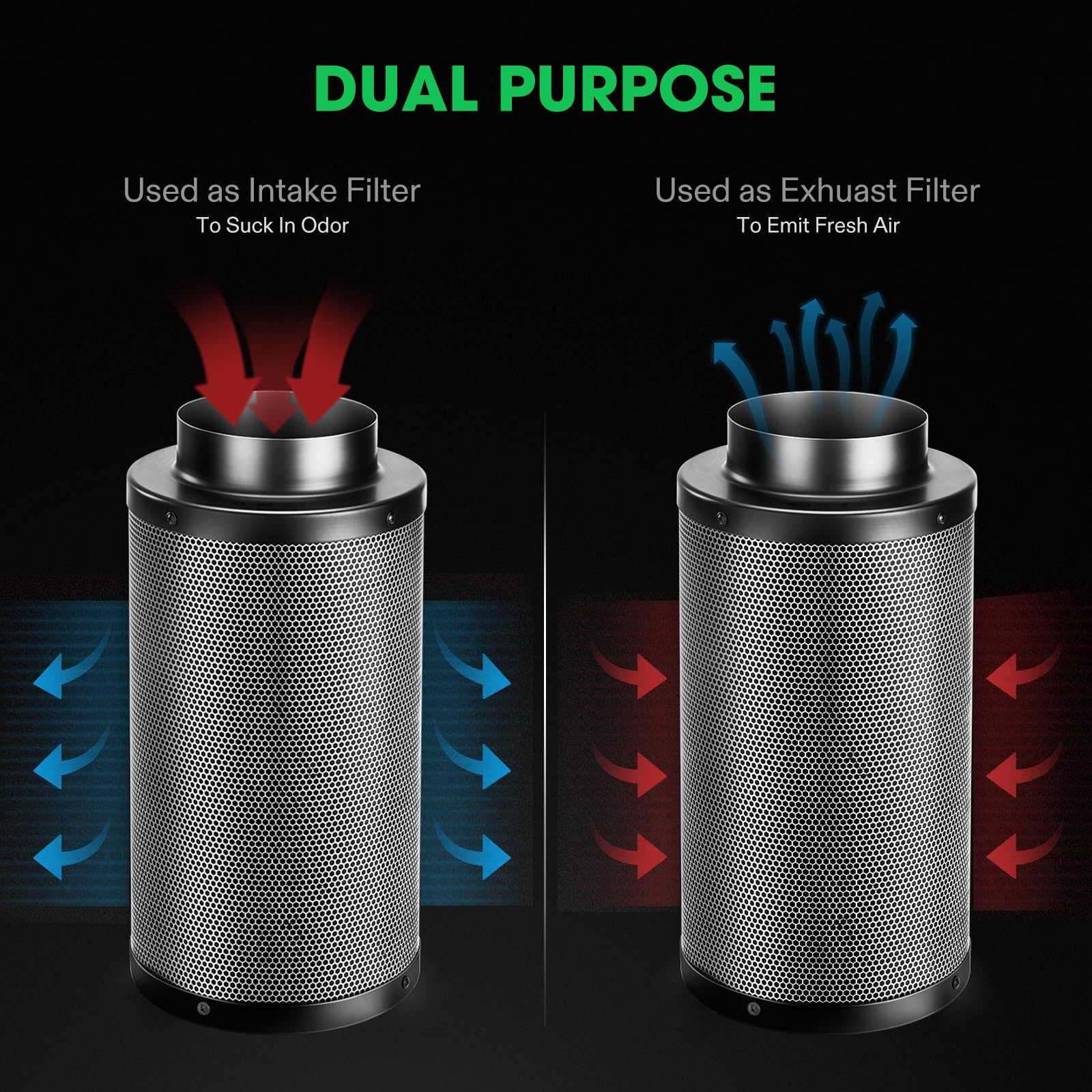 6インチ エアカーボンフィルター オーストラリア産バージンチャコール インラインファン用 成長テント臭気スクラバー プレフィルター付き リバーシブルフランジ 6インチ x 18インチ ブラック 6インチ エアカーボンフィルター オーストラリア産バージンチャコール インラインファン用 成長テント臭気スクラバー プレフィルター付き リバーシブルフランジ 6インチ x 18インチ ブラック