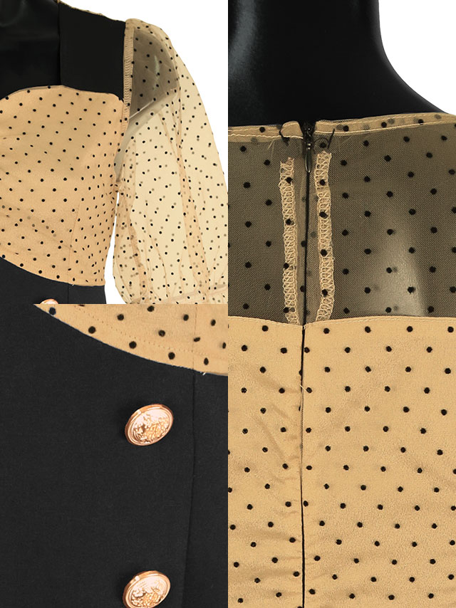 キャバ ドレス ミニ キャバドレス 大きいサイズ キャバ ワンピース セクシー パススリーブ 半袖 袖 ドット柄 水玉 シアー ブラック シースルー ミニドレス 黒 キャバ嬢 キャバクラ 同伴