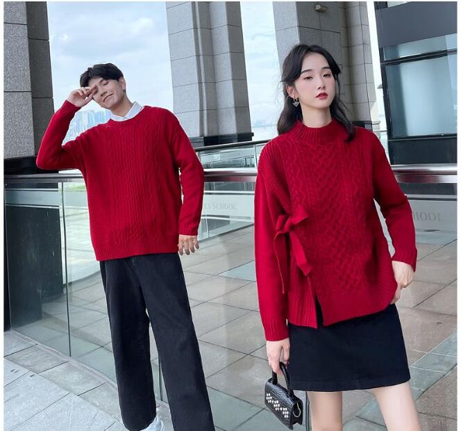 韓国ファッション 秋と冬 新しい 怠惰なレトロ 通勤 ゆったり カジュアル カップルのセーター 結婚証明書の登録写真のペアルック セーター着 PQ22 韓国ファッション 秋と冬 新しい 怠惰なレトロ 通勤 ゆったり カジュアル カップルのセーター 結婚証明書の登録写真のペアルック セーター着 PQ22