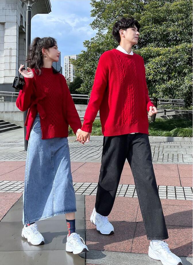 韓国ファッション 秋と冬 新しい 怠惰なレトロ 通勤 ゆったり カジュアル カップルのセーター 結婚証明書の登録写真のペアルック セーター着 PQ22 韓国ファッション 秋と冬 新しい 怠惰なレトロ 通勤 ゆったり カジュアル カップルのセーター 結婚証明書の登録写真のペアルック セーター着 PQ22