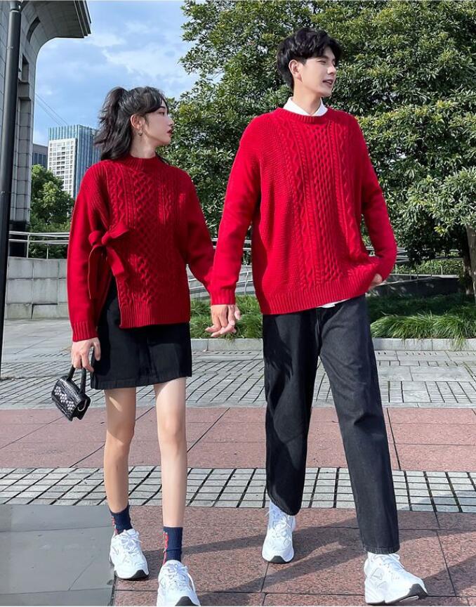 韓国ファッション 秋と冬 新しい 怠惰なレトロ 通勤 ゆったり カジュアル カップルのセーター 結婚証明書の登録写真のペアルック セーター着 PQ22 韓国ファッション 秋と冬 新しい 怠惰なレトロ 通勤 ゆったり カジュアル カップルのセーター 結婚証明書の登録写真のペアルック セーター着 PQ22