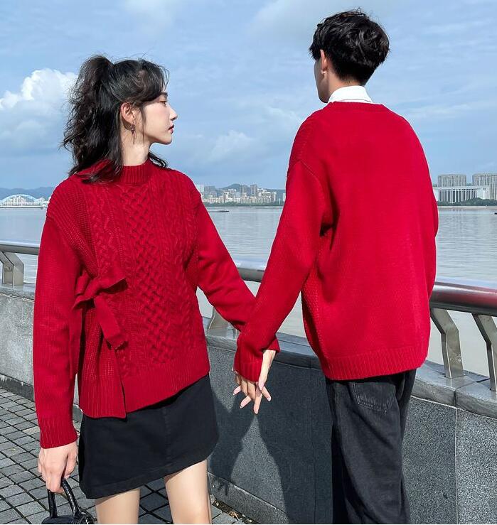 韓国ファッション 秋と冬 新しい 怠惰なレトロ 通勤 ゆったり カジュアル カップルのセーター 結婚証明書の登録写真のペアルック セーター着 PQ22 韓国ファッション 秋と冬 新しい 怠惰なレトロ 通勤 ゆったり カジュアル カップルのセーター 結婚証明書の登録写真のペアルック セーター着 PQ22