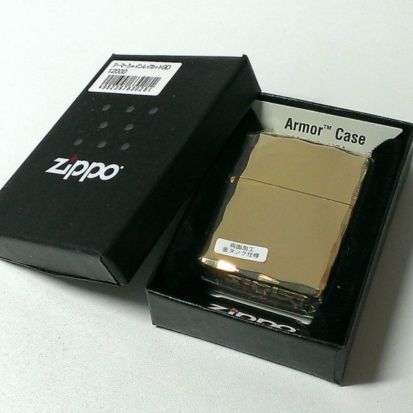 ZIPPO アーマー ジッポ ライター ゴールド シャインレイ 金タンク 重厚モデル 両面コーナー彫刻 金 シンプル メンズ ジッポー ギフト プレゼント