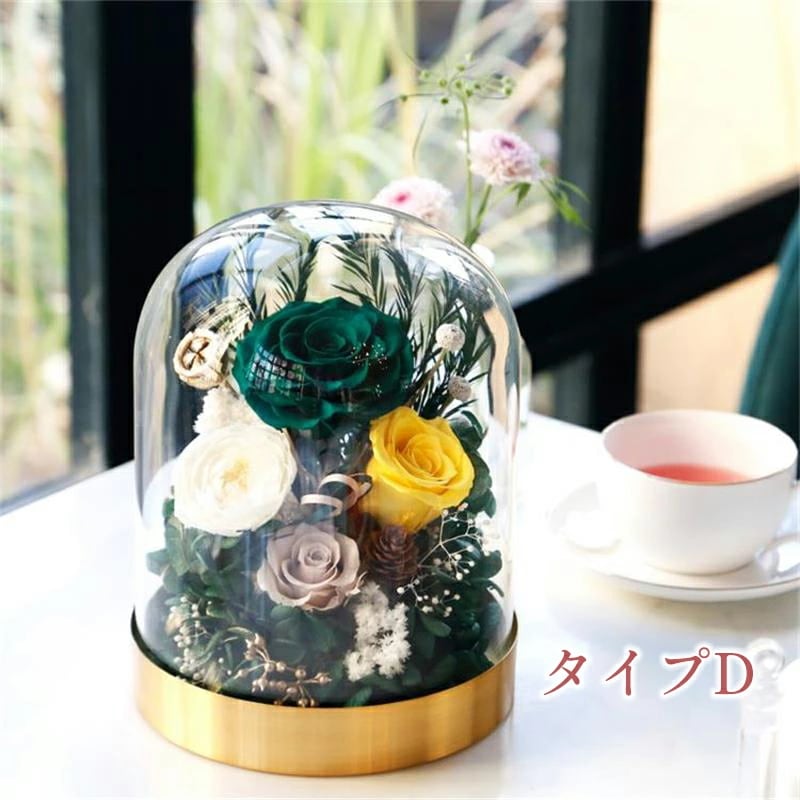 プリザーブドフラワー バラ フラワー ローズ ガラスドーム ブリザードフラワー