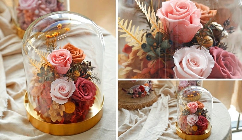 プリザーブドフラワー バラ フラワー ローズ ガラスドーム ブリザードフラワー