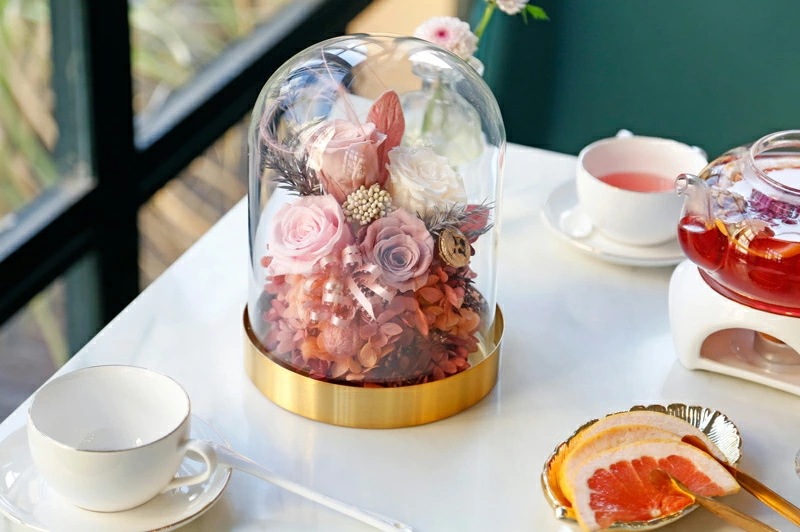 プリザーブドフラワー バラ フラワー ローズ ガラスドーム ブリザードフラワー