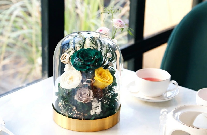 プリザーブドフラワー バラ フラワー ローズ ガラスドーム ブリザードフラワー