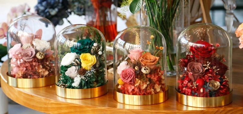 プリザーブドフラワー バラ フラワー ローズ ガラスドーム ブリザードフラワー