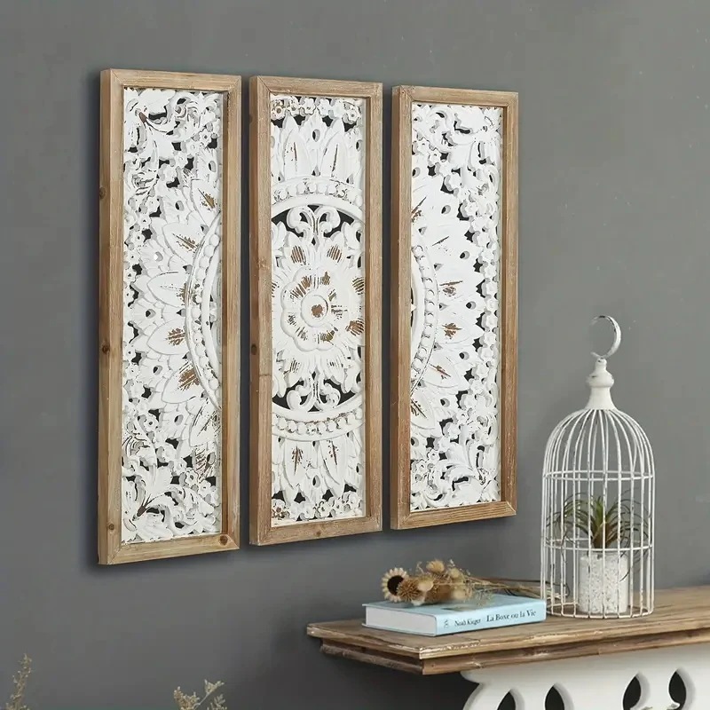 インテリア 壁掛け 3枚セット ヴィンテージ風 おしゃれ かわいい アンティーク風 ウォール デコレーション アート 手彫り 長方形 リビング インテリア 壁掛け 3枚セット ヴィンテージ風 おしゃれ かわいい アンティーク風 ウォール デコレーション アート 手彫り 長方形 リビング