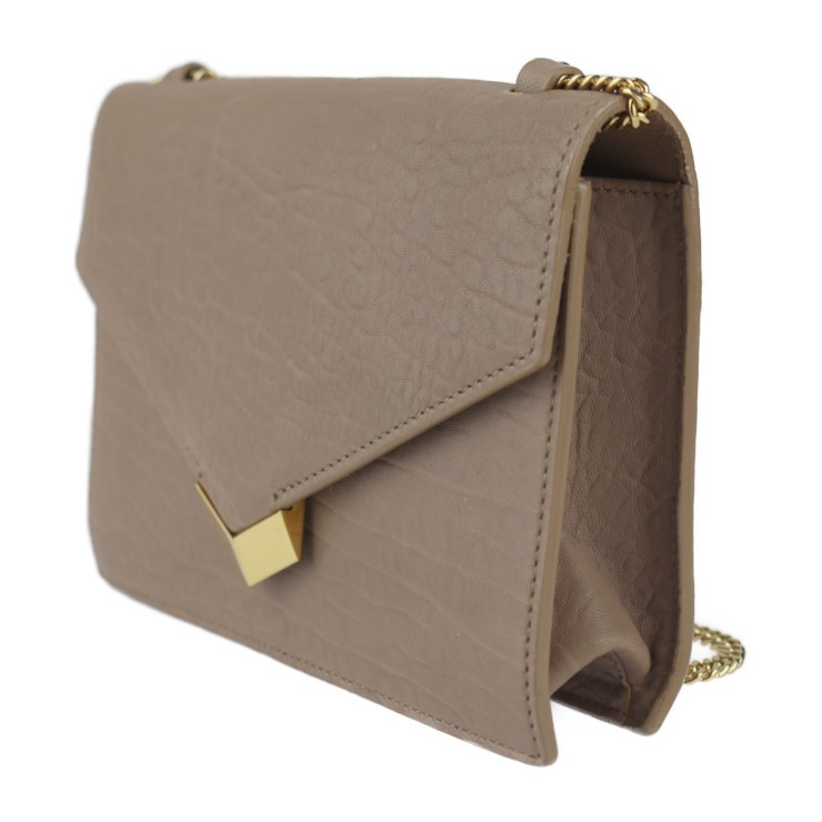 超美品 ジミーチュウ レイラ ショルダーバッグ GNL 163 レザー ライトモカ ゴールド金具 2WAY クラッチ【本物保証】