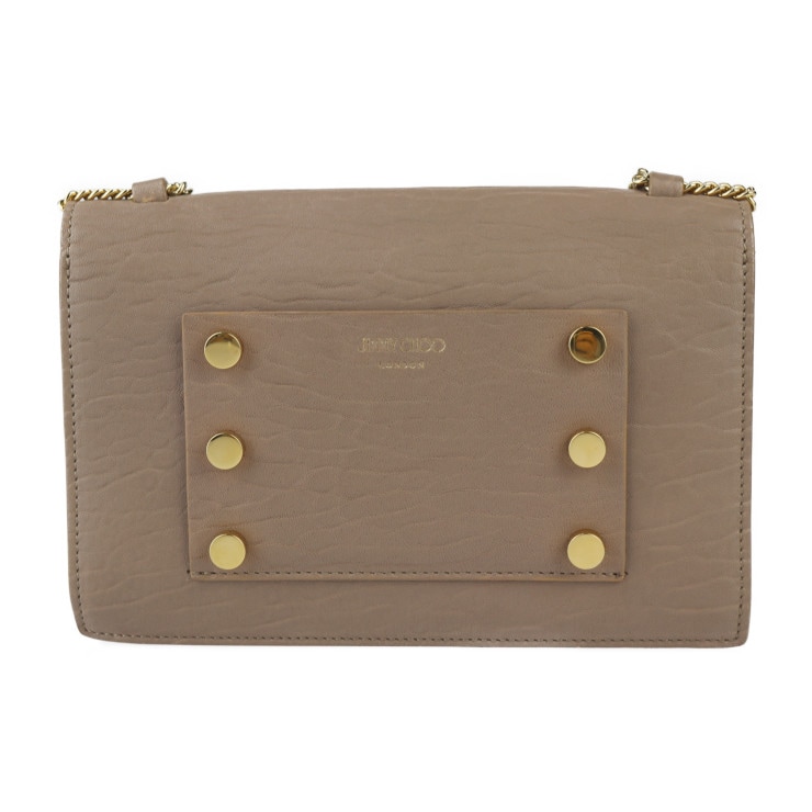 超美品 ジミーチュウ レイラ ショルダーバッグ GNL 163 レザー ライトモカ ゴールド金具 2WAY クラッチ【本物保証】