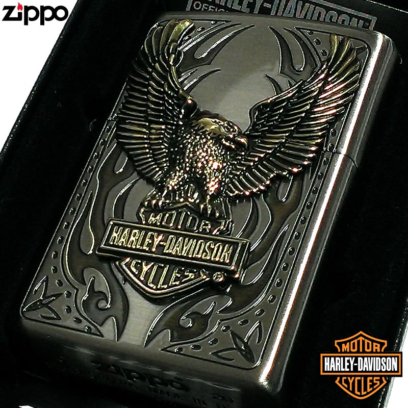 ZIPPO ライター ハーレーダビッドソン ジッポ アンティークニッケル＆ゴールド 金銀 古美仕上げ 鷲 メタル イーグル 日本国内限定モデル かっこいい ジッポー
