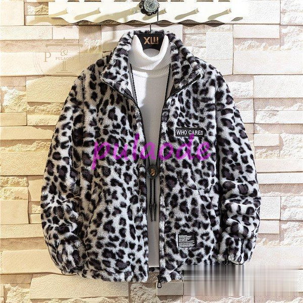 ヴィンテージ　ムートン レオパード コート　ジャケット セール】オーバーサイズ裏ボアフェイクムートンジャケット（ムートン