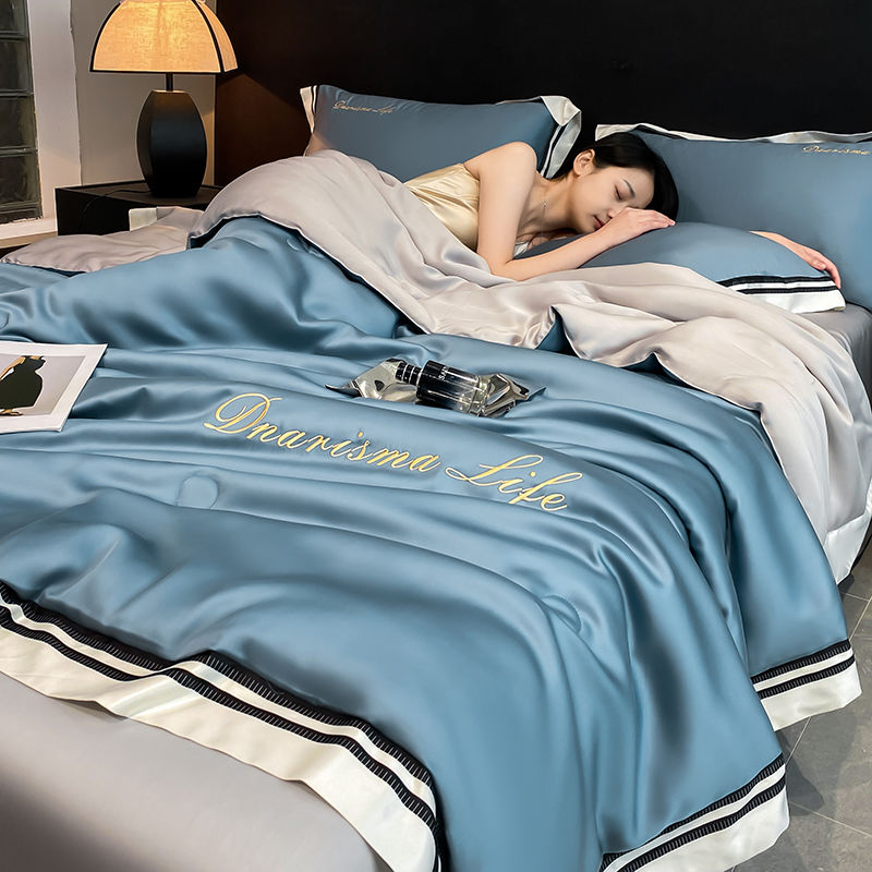 寝具 アイスシルクの夏の掛け布団4ピース涼感エアコン掛け布団シングルダブル