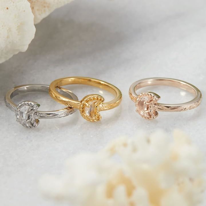 Piena ピエナサージカルステンレス316L ハワイアンジュエリー ムーン クレセント プルメリア スクロール リング レディース 13号(シルバー)