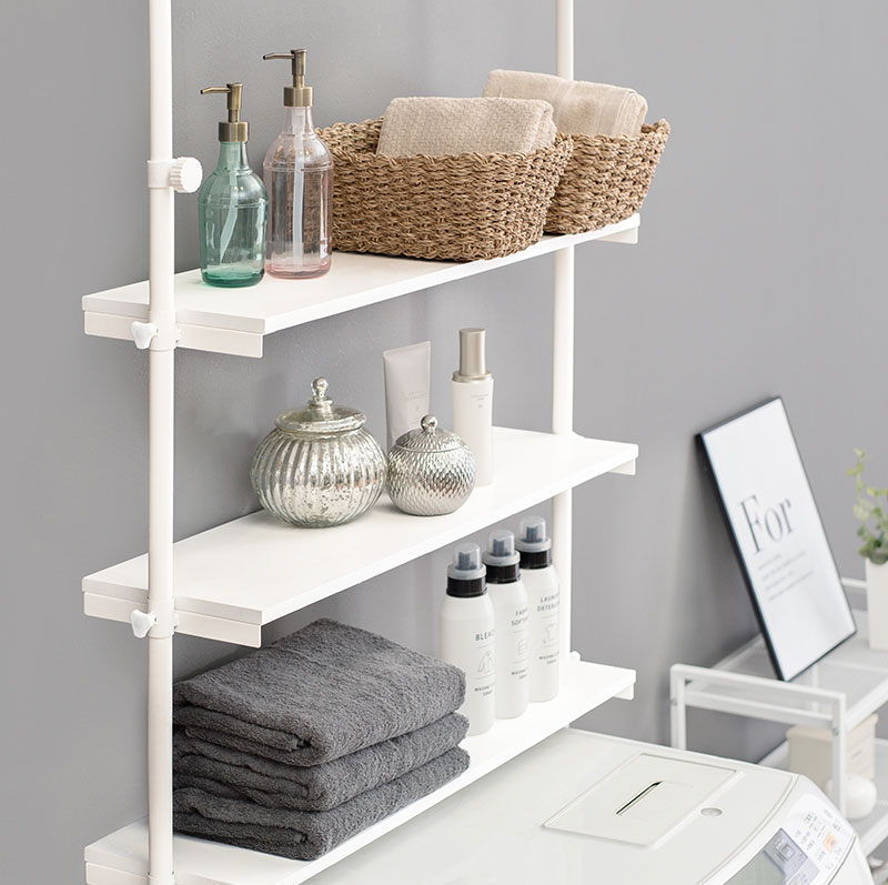 洗濯機ラック 幅90cm 3段 突っ張り式 棚 ラック 突っ張りラック 収納 タオル 洗剤 ランドリー 洗面所 トイレ トイレラック かわいい おしゃれ シンプル ホワイト 白 ナチュラル【Deco】 洗濯機ラック 幅90cm 3段 突っ張り式 棚 ラック 突っ張りラック 収納 タオル 洗剤 ランドリー 洗面所 トイレ トイレラック かわいい おしゃれ シンプル ホワイト 白 ナチュラル【Deco】