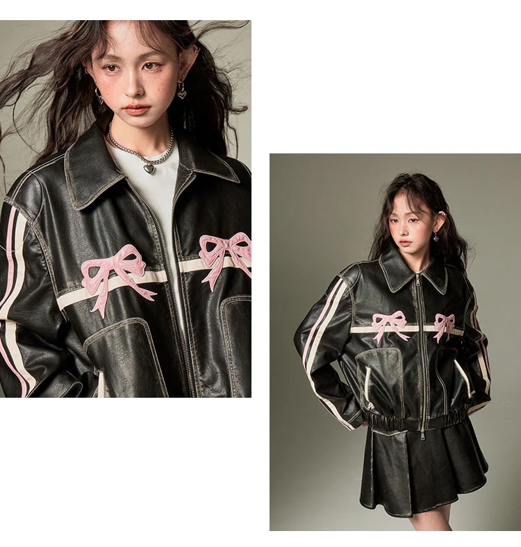 2024 春 甘くてかっこいい 長袖 かわいい ショート丈 アウター ブラック 羽織りレディーストップス合成 バイカラーカジュアル 女っぽフレンチきれいめコーデファッション 色っぽ トラック大人