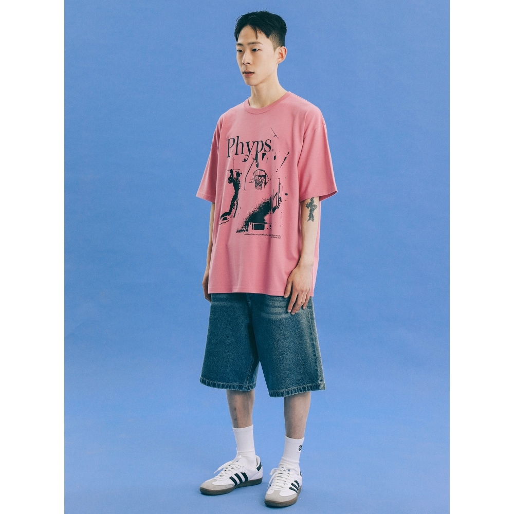 体育科 5/30 배송 PHYPS バスケットボール ダンク ショット SS ホワイト / ピンク