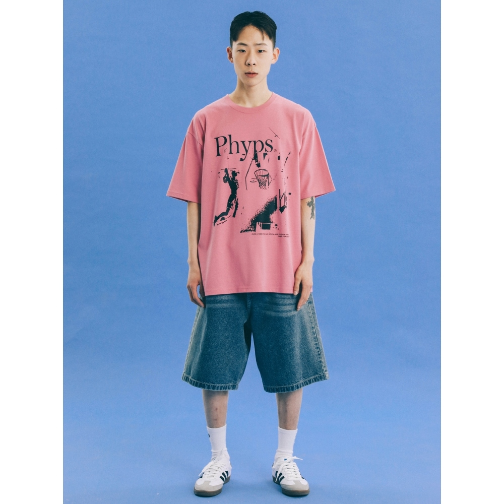 体育科 5/30 배송 PHYPS バスケットボール ダンク ショット SS ホワイト / ピンク