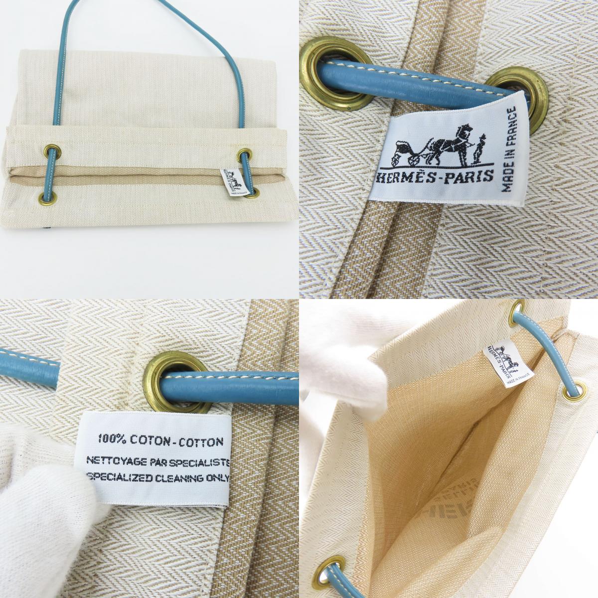 中古 ショルダーバッグ アリーヌGM コットン レザー ベージュ ブルー 肩掛け カジュアル レディース メンズ 中古 ショルダーバッグ アリーヌGM コットン レザー ベージュ ブルー 肩掛け カジュアル レディース メンズ