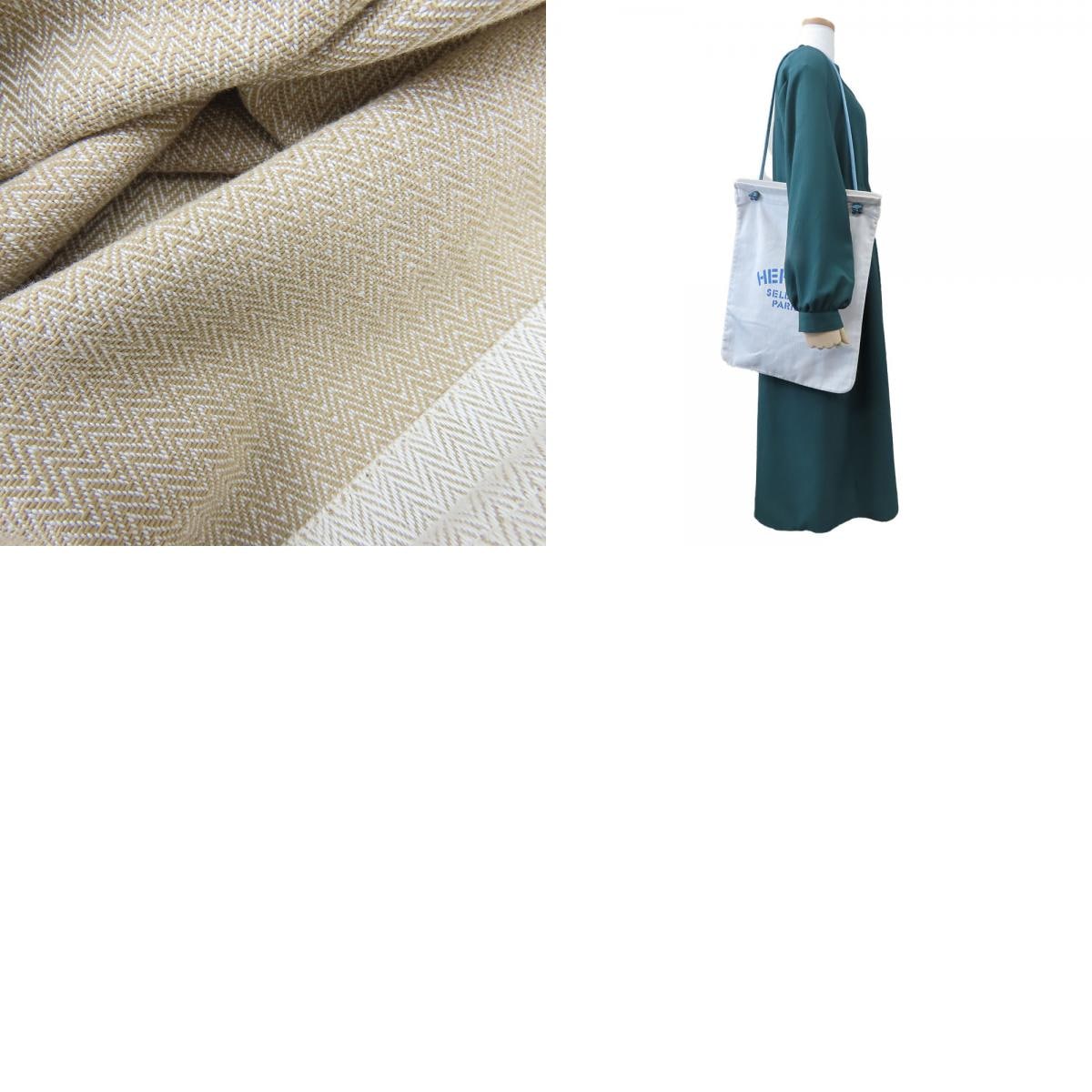 中古 ショルダーバッグ アリーヌGM コットン レザー ベージュ ブルー 肩掛け カジュアル レディース メンズ 中古 ショルダーバッグ アリーヌGM コットン レザー ベージュ ブルー 肩掛け カジュアル レディース メンズ