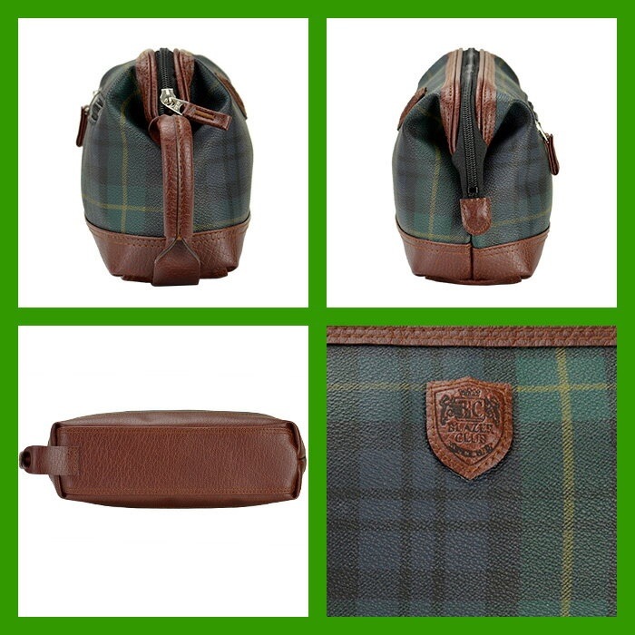 BLAZER CLUB セカンドバッグ メンズ セカンドポーチ グリーンチェック柄 豊岡 日本製 2