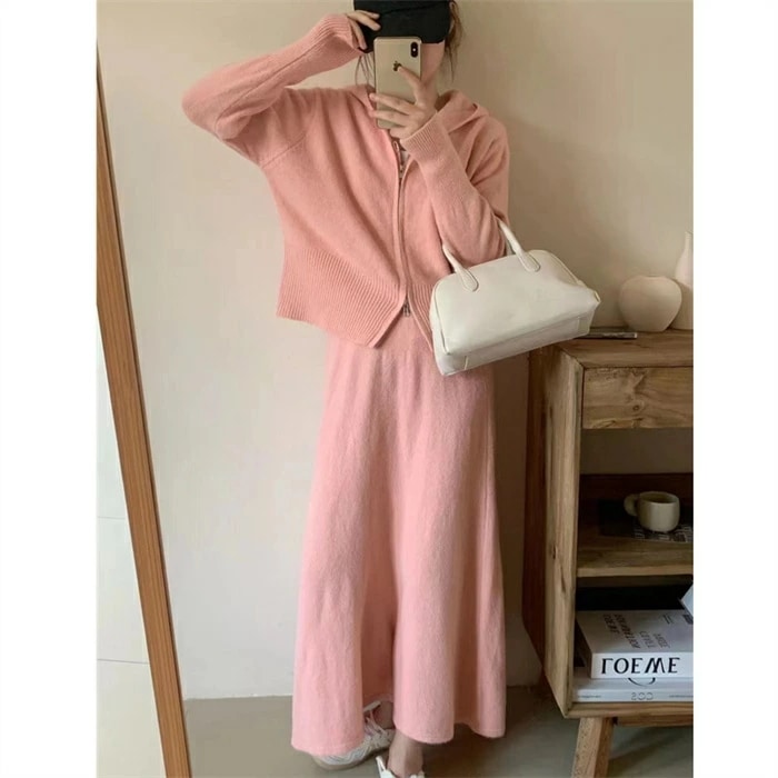 セットアップ レディース ニット 秋冬 カジュアル 上下セット 重ね着 2点セット 暖か 長袖 スカート ジャケット フード付き ニットパーカー カーディガン 体型カバー ゆったり リブニット グレ セットアップ レディース ニット 秋冬 カジュアル 上下セット 重ね着 2点セット 暖か 長袖 スカート ジャケット フード付き ニットパーカー カーディガン 体型カバー ゆったり リブニット グレ