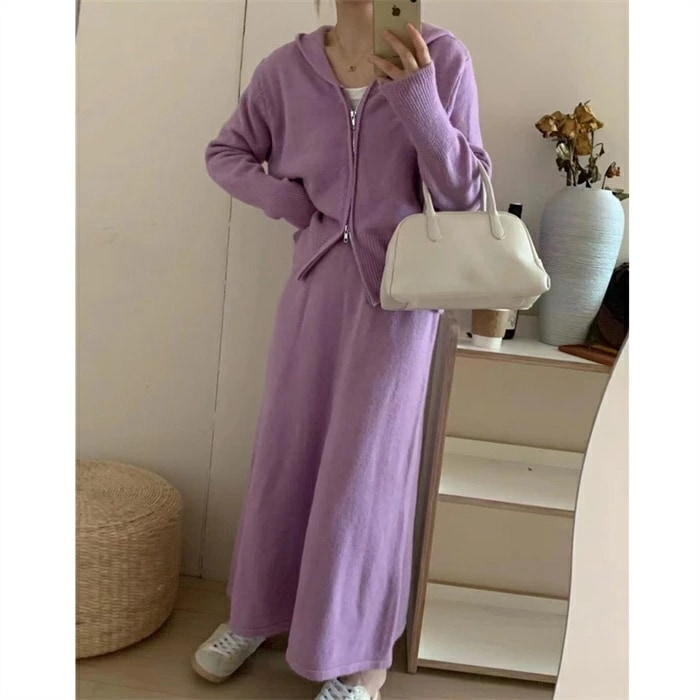 セットアップ レディース ニット 秋冬 カジュアル 上下セット 重ね着 2点セット 暖か 長袖 スカート ジャケット フード付き ニットパーカー カーディガン 体型カバー ゆったり リブニット グレ セットアップ レディース ニット 秋冬 カジュアル 上下セット 重ね着 2点セット 暖か 長袖 スカート ジャケット フード付き ニットパーカー カーディガン 体型カバー ゆったり リブニット グレ