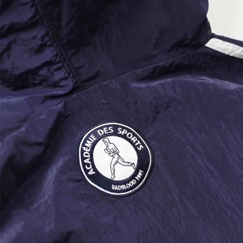 BADBLOOD ADS ビンテージフード付きトラックジャケット-ネイビー