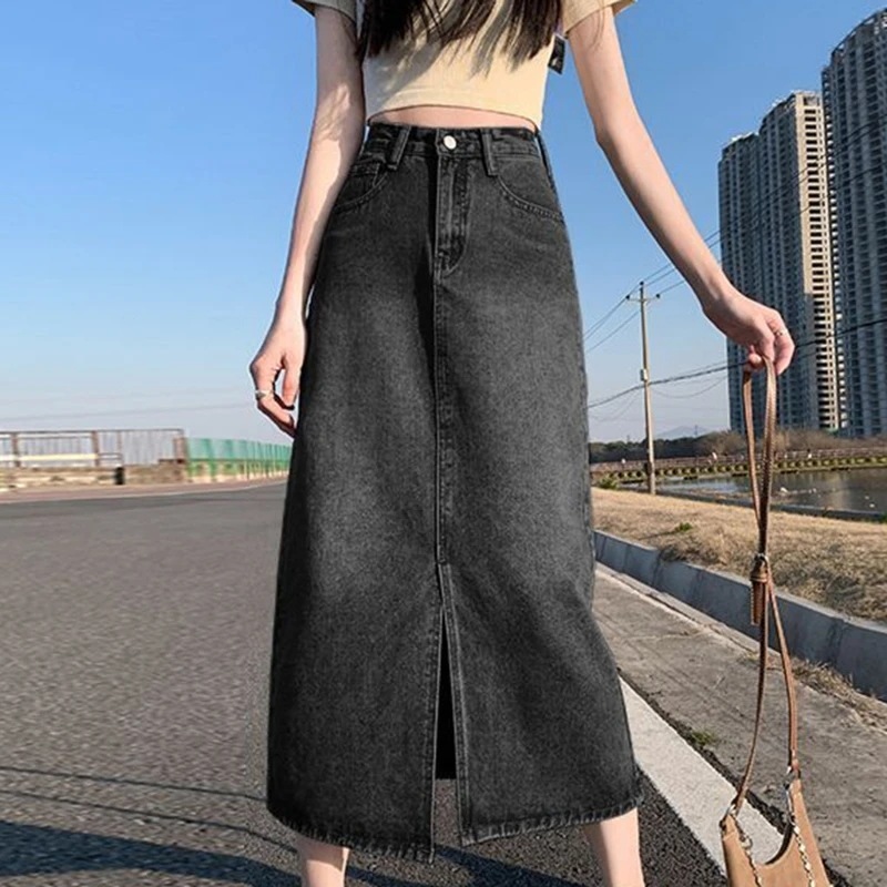 納期1~3週間程:女性のヴィンテージロングデニムスカート,ハイウエスト,空中ブランコカット,韓国風,春夏ファッション,女の子,無地 納期1~3週間程:女性のヴィンテージロングデニムスカート,ハイウエスト,空中ブランコカット,韓国風,春夏ファッション,女の子,無地