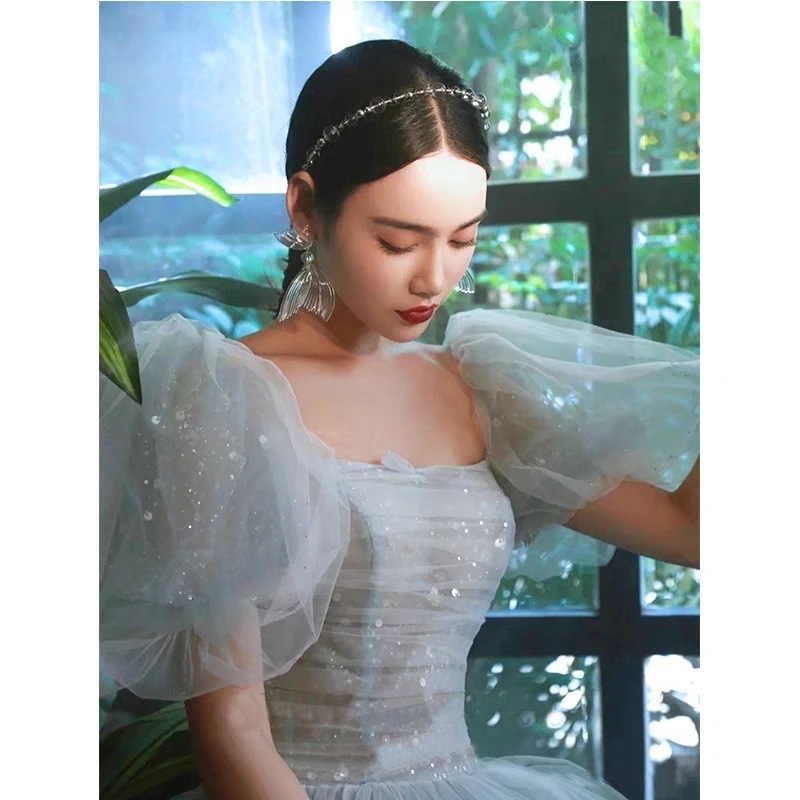 ウェディングドレス 二次会 花嫁 パフスリーブ レースのドレス ふわふわのドレス結婚式 披露宴 演奏会発表会 卒業会 ウェディングドレス 二次会 花嫁 パフスリーブ レースのドレス ふわふわのドレス結婚式 披露宴 演奏会発表会 卒業会