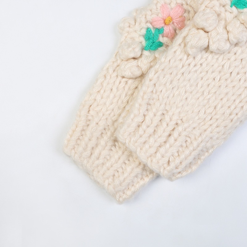 秋冬の女の花甘くてゆったりしたニットカーディガンコートセーター女の上着の外で着る