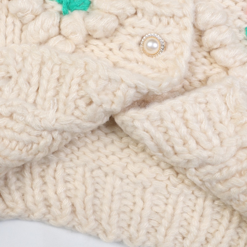 秋冬の女の花甘くてゆったりしたニットカーディガンコートセーター女の上着の外で着る