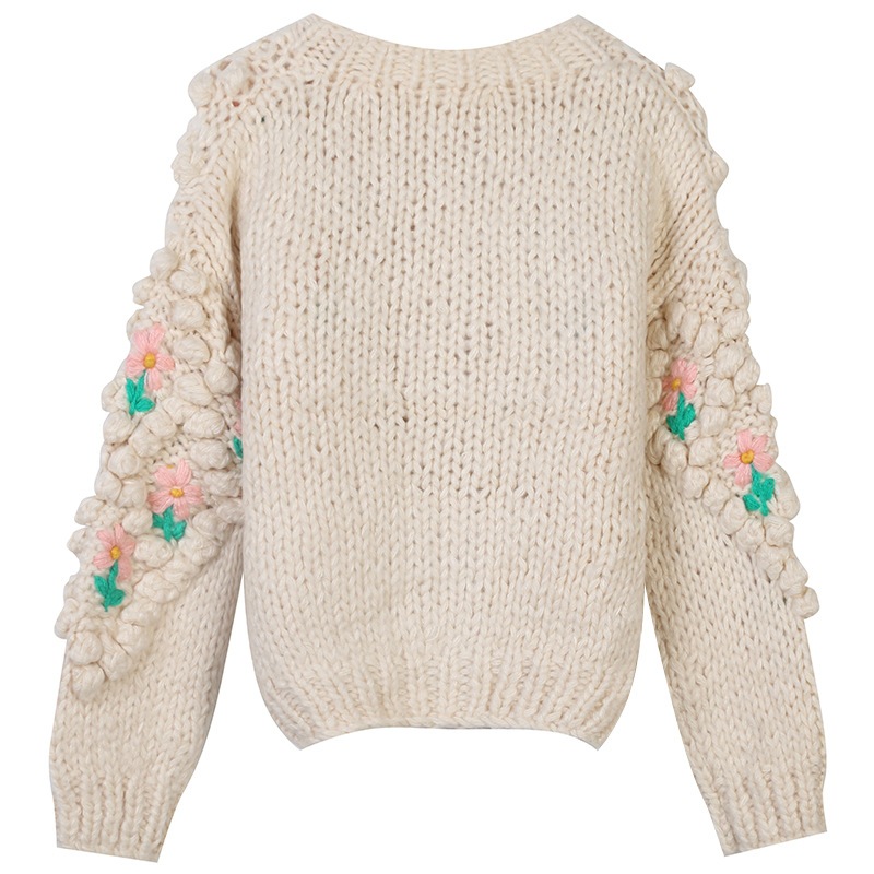 秋冬の女の花甘くてゆったりしたニットカーディガンコートセーター女の上着の外で着る