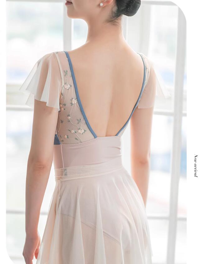 バレエ レオタード 大人用 チュール切り替え 袖フリル Uネック 小花刺繍 繊細 背中セクシー レディース バレエ 練習着 レッスンウェア バレエ用品 新体操 専門 ダンス ウェア パッドポケット 高 バレエ レオタード 大人用 チュール切り替え 袖フリル Uネック 小花刺繍 繊細 背中セクシー レディース バレエ 練習着 レッスンウェア バレエ用品 新体操 専門 ダンス ウェア パッドポケット 高