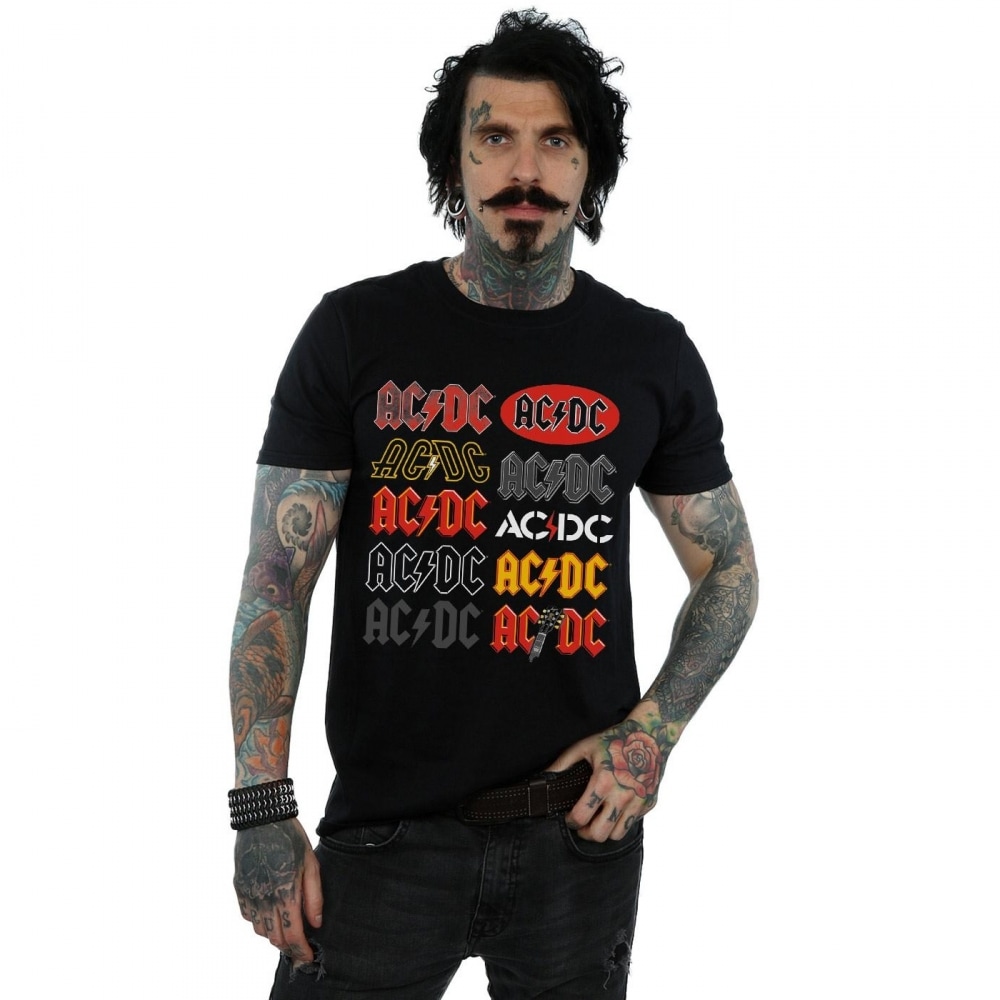 (英国より直送) AC/DC メンズマルチロゴ Tシャツ (英国より直送) AC/DC メンズマルチロゴ Tシャツ