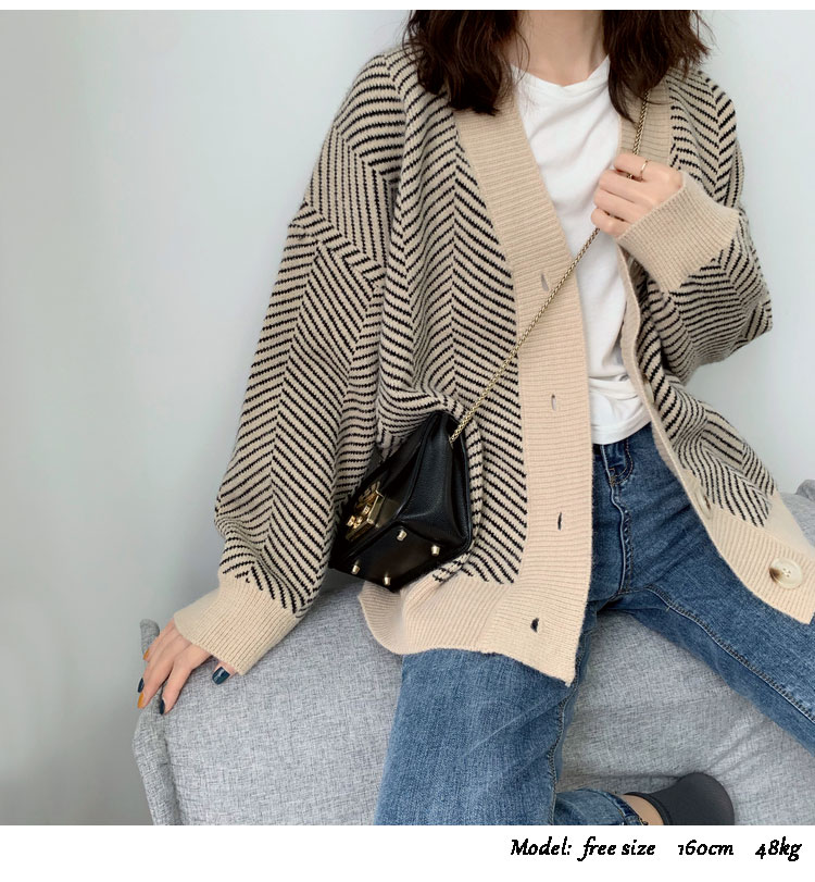 ニットカーディガン レディース 羽織 ニット Vネック 長袖 OL セーター ストライプ ベージュ 春 秋 冬 秋冬 フリー free 通勤 日常 可愛い カジュアル ナチュラル ガーリー シンプル ニットカーディガン レディース 羽織 ニット Vネック 長袖 OL セーター ストライプ ベージュ 春 秋 冬 秋冬 フリー free 通勤 日常 可愛い カジュアル ナチュラル ガーリー シンプル