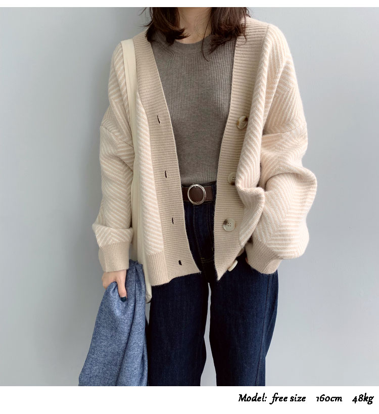 ニットカーディガン レディース 羽織 ニット Vネック 長袖 OL セーター ストライプ ベージュ 春 秋 冬 秋冬 フリー free 通勤 日常 可愛い カジュアル ナチュラル ガーリー シンプル ニットカーディガン レディース 羽織 ニット Vネック 長袖 OL セーター ストライプ ベージュ 春 秋 冬 秋冬 フリー free 通勤 日常 可愛い カジュアル ナチュラル ガーリー シンプル