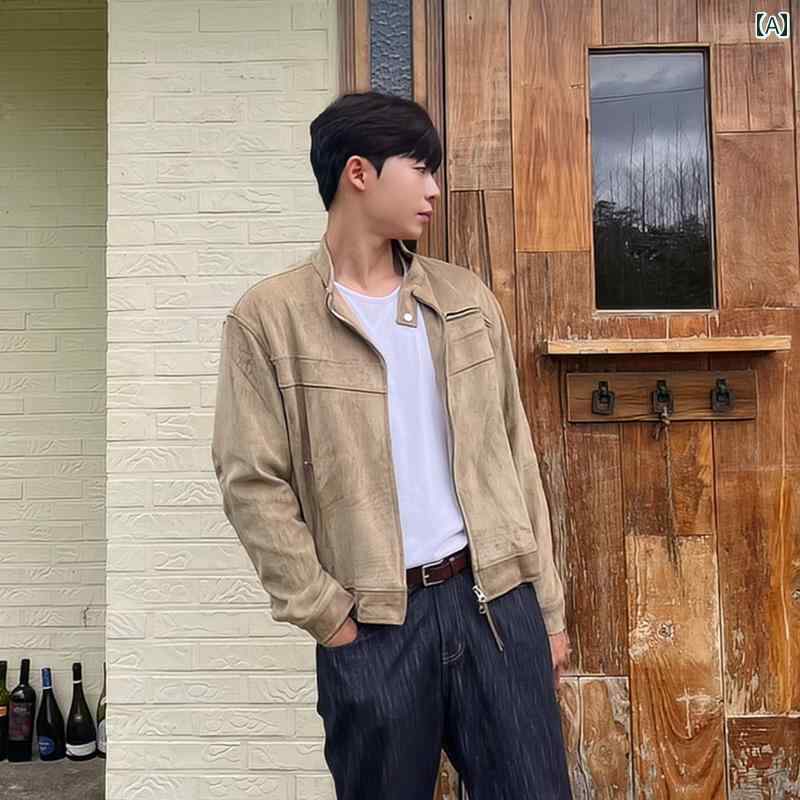 秋冬 メンズ 服 シンプル ファッション オシャレ 大人 かっこいい 大きいサイズ ストリート 紳士服 秋冬 スタンド アップ カラー ジャケット 韓国スタイル トップス
