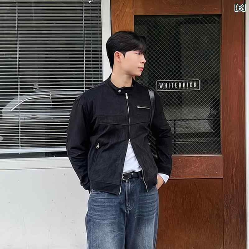 秋冬 メンズ 服 シンプル ファッション オシャレ 大人 かっこいい 大きいサイズ ストリート 紳士服 秋冬 スタンド アップ カラー ジャケット 韓国スタイル トップス