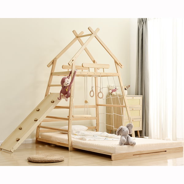 機能満載な遊具子供ベッド ジャングルジム兼ベッド 伸長式ベッド 幅130長さ200cm