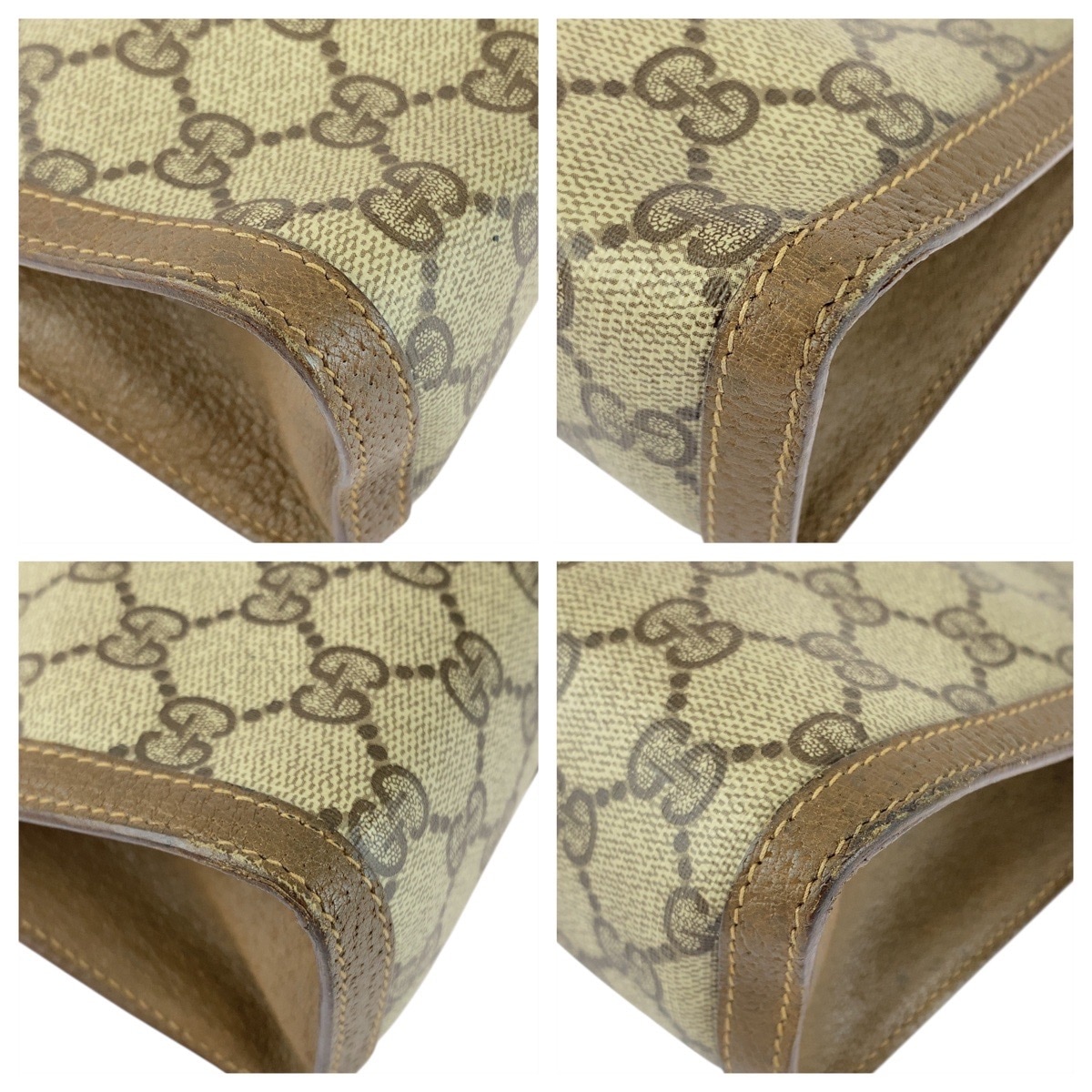 ヴィンテージ オールドグッチ シェリーライン ブラウン ベージュ