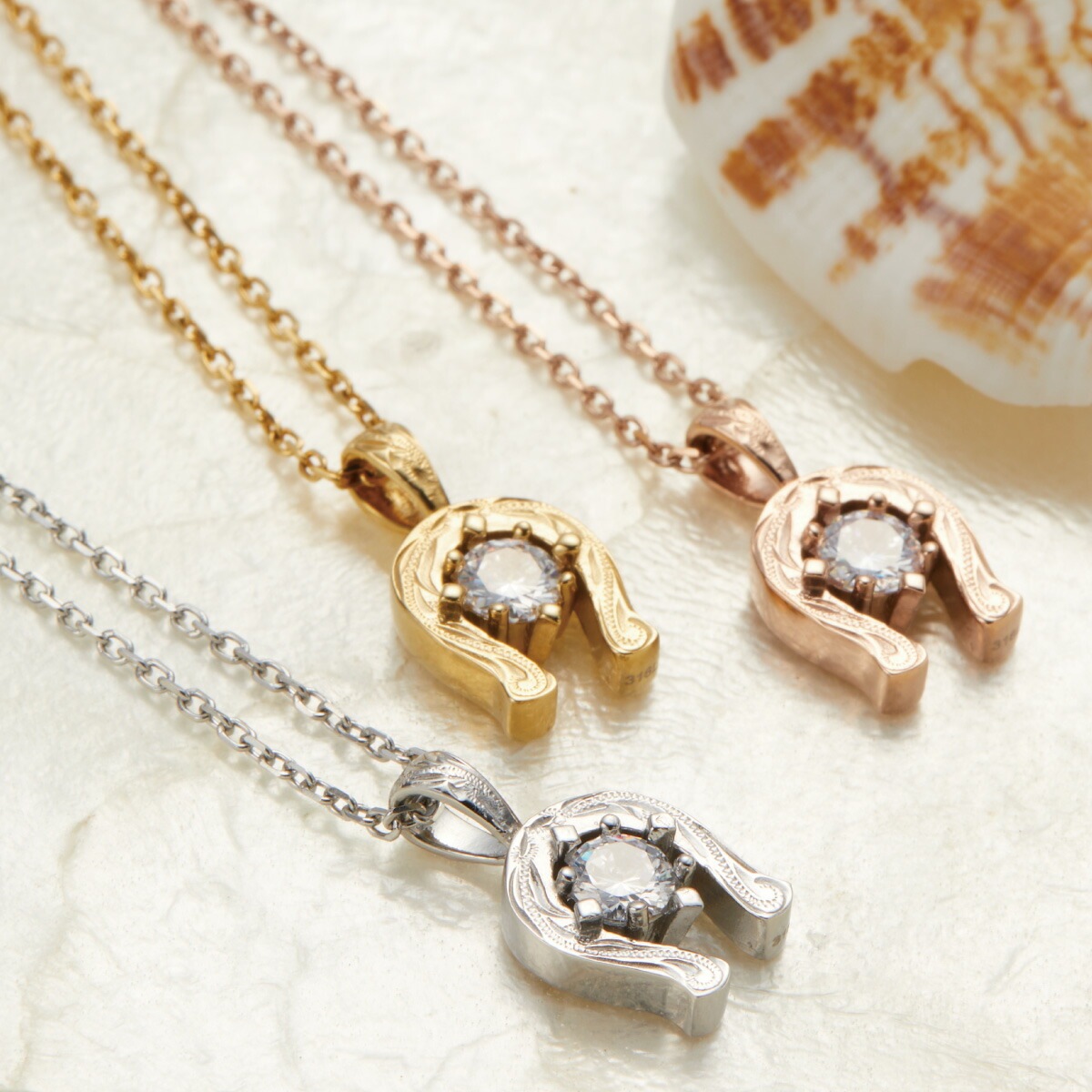 ネックレス レディース サージカルステンレス316L 馬蹄 ホースシュー 1粒 ハワイアンジュエリー ネックレス レディース サージカルステンレス316L 馬蹄 ホースシュー 1粒 ハワイアンジュエリー