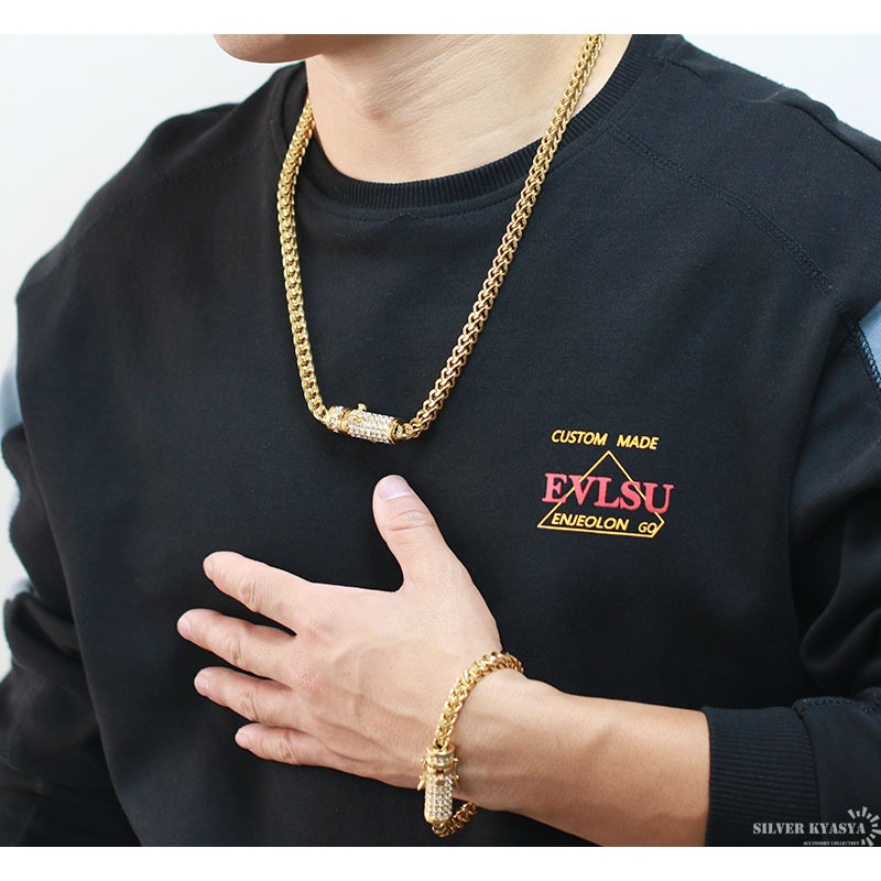 ステンレス パヴェネックレス [n346]