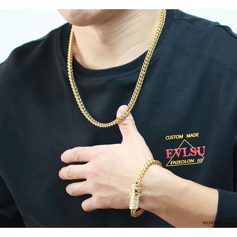 ステンレス パヴェネックレス [n346]