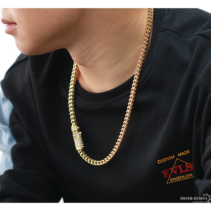 ステンレス パヴェネックレス [n346]